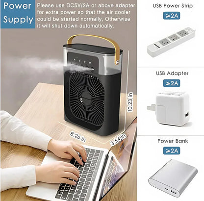 Portable Air Cooler with USB RGB Lights