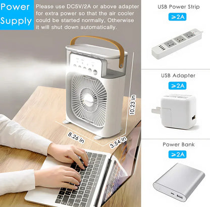 Portable Air Cooler with USB RGB Lights